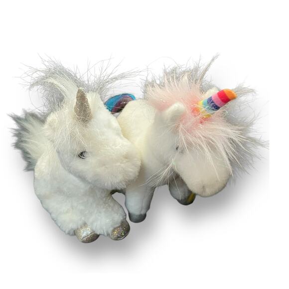 Douglas Unicorn Plush Elodie White & Senna Rainbow Nursery Decor 9” Lot of 2 - Picture 6 of 15